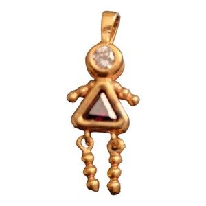 Goldtone January Birthstone Baby Girl Pendant Charm Garnet (Red) Cubic Zirconia